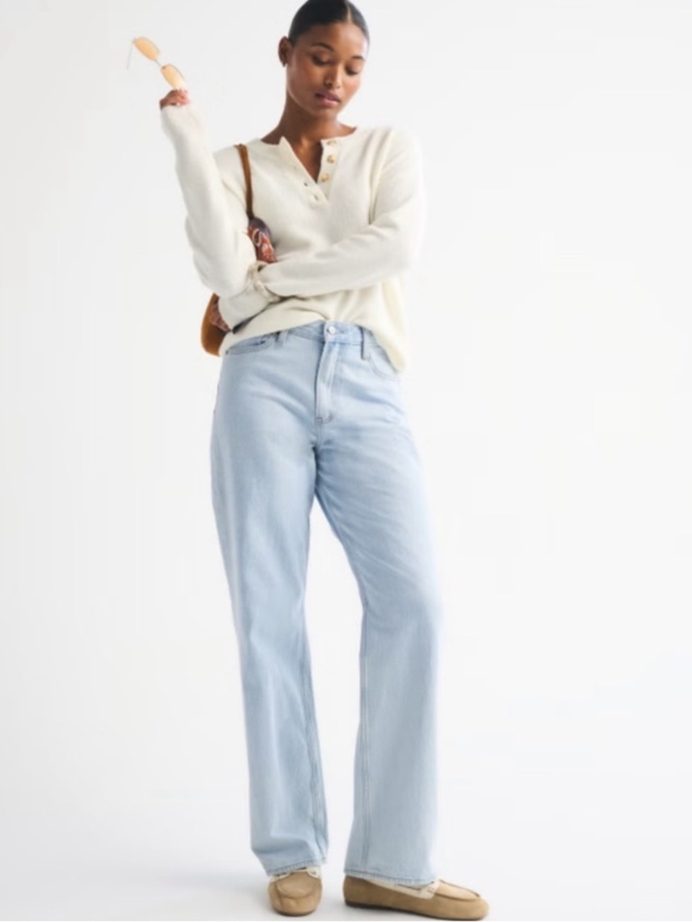 Abercrombie The Loose High Rise Curve Love Jeans Light Wash 6 Long